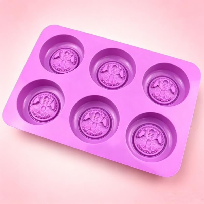 6 Cavity Round Bee Pattern Sil - Soap Making Scents review and price