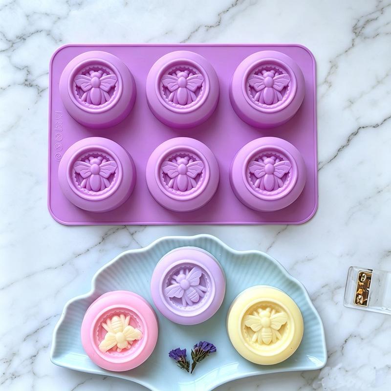 6 Cavity Round Bee Pattern Sil - Soap Making Scents review and price